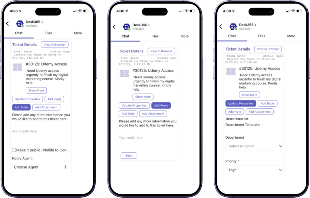 Desk365- Follow ticket updates on the go