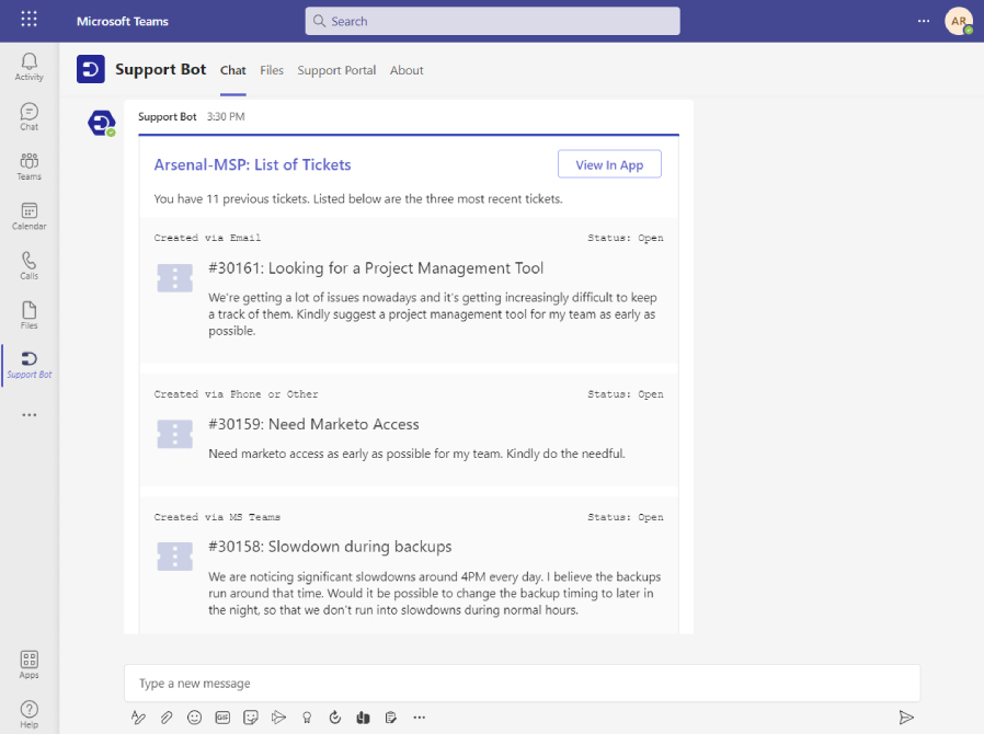 desk365-Gather tickets from multiple sources in Teams